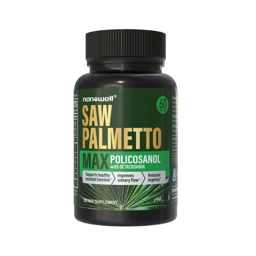 [BRSRGGIYBN7W2HLA] NANOWELL Saw Palmetto MAX Supplement with Vitamin D3, Zinc, and Selenium - Supports Prostate & Overall Wellness - 60 Softgels, 60 Day Supply