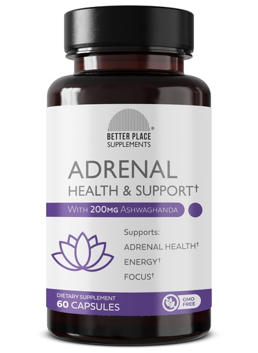 [BRSRABILBUAQI236] Better Place Supplements Adrenal Health & Support - 60 Capsules | Non-GMO Formula with L-Tyrosine & 200mg Ashwagandha | Supports Energy, Focus, Fatigue Relief (1)