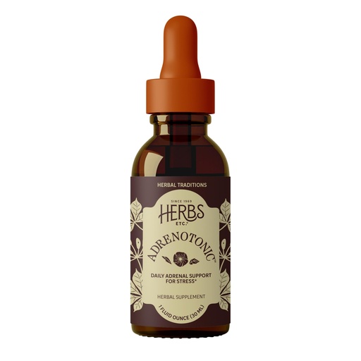 [BRSRE2Q6CR7WO33X] Herbs Etc. Adrenotonic Classic Liquid Extract - Adrenal Health & Vitality Support - Black Currant Leaf, Siberian Eleuthero & Cultivated American Ginseng - Gluten-Free & Vegan - 1 fl oz (40 Servings)