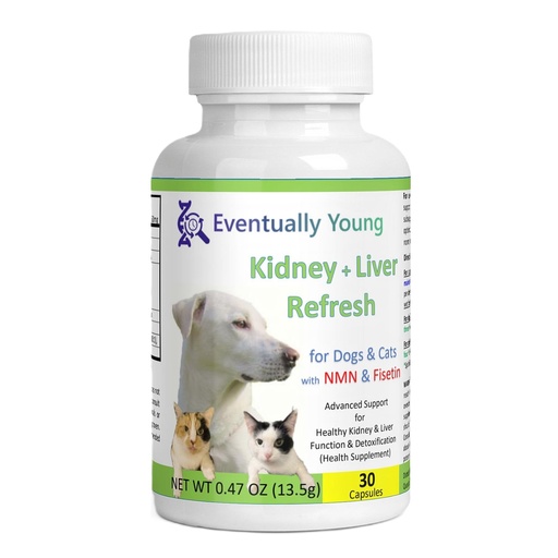 [BRSROHYHAQDRA33A] 𝗘𝘃𝗲𝗻𝘁𝘂𝗮𝗹𝗹𝘆 𝗬𝗼𝘂𝗻𝗴 Cat Kidney Support for Dog & Cat with NMN & Fisetin - Super Phosphate Binder Kidney and Liver Supplement for Feline, Canine Healthy Aging & Longevity NAD+ (30 Caps)