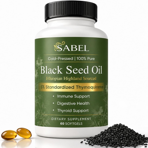 [BRSRGCATCIDQE3Y2] Sabel Ethiopian Black Seed Oil, Cold Pressed Black Seed Oil Capsules, 5% Thymoquinone, Digestive Balance & Daily Wellness Support, Non-GMO, Gluten-Free, 60 Count