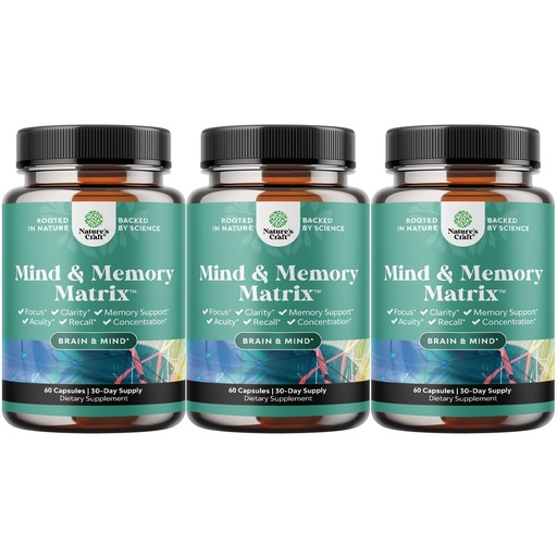 [BRSREFALA4PQOHI2] Advanced Brain Supplement for Memory and Focus - Nootropics Brain Support Supplement with Memory and Focus Vitamins for Adults of All Ages - for Brain Fog Clarity Energy and Recall - 3 Pack