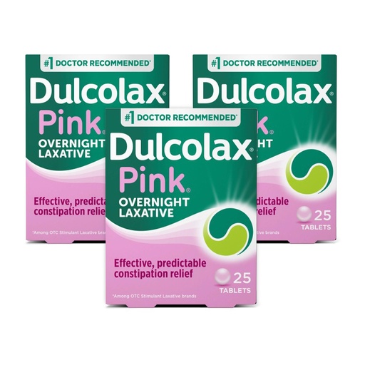 [BRSREAY3O4CBQ2A6] Dulcolax Pink Stimulant Laxative Tablets, Effective & Predictable Overnight Relief, Bisacodyl 5 mg (25ct)(Pack of 3)
