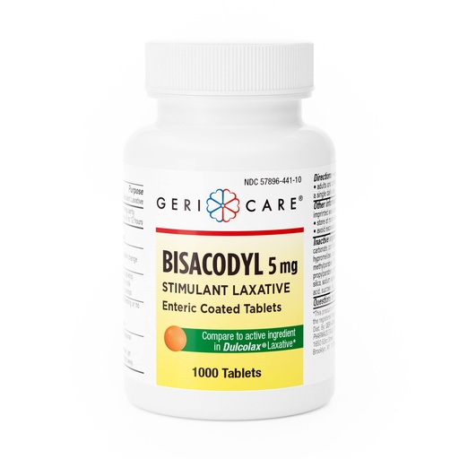 [BRSWGEI2DFYBUFIZ] GeriCare Bisacodyl 5 mg Laxative Coated Tablet | Generic for Dulcolax | Stimulant Laxative | Gentle Overnight Constipation Relief 1000 Count (Pack of 1)