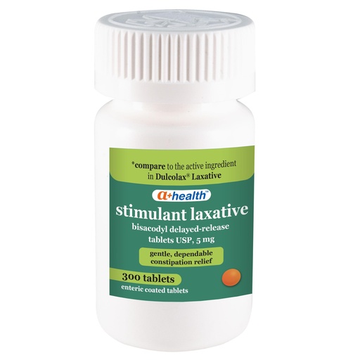 [BRSRGFAYOUGRYCTZ] A+Health Stimulant Laxative, Bisacodyl Tablets USP 5mg, 300 Count | Delayed Release, Relieve Occasional Constipation and Irregularity