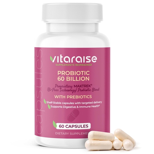 [BRSRGEIQOEFWOFD6] 60 Billion CFU Probiotic - Shelf Stable Probiotics for Digestive Health, Gut & Immune Support, Stomach Acid Resistant, Helps Constipation Diarrhea Gas & Bloating for Women & Men - 60 Veg Caps