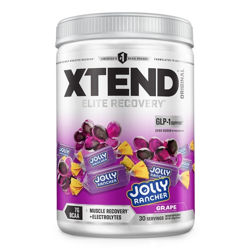 [BRSRGFIEOF7Q23TZ] Xtend Original BCAA Powder, 7g BCAAs and 2.5g L-Glutamine for Muscle Recovery Hydration and Lean Muscle, Sugar Free Intra and Post Workout Drink with Electrolytes, Grape Jolly Rancher, 30 Servings