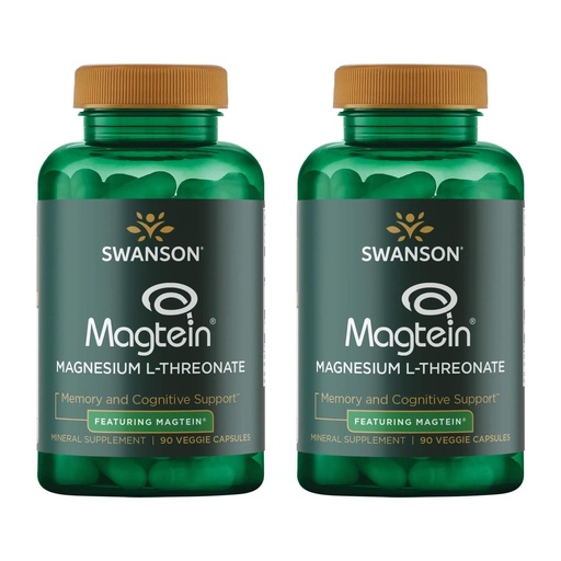 [BRSRMEIFOUMAGCDP] Swanson Magnesium L-Threonate Brain and Cognitive Health Supplement for Professionals Seeking Mental Clarity - 96 mg Magnesium per Serving (90 Vegan Capsules, 2 Pack)