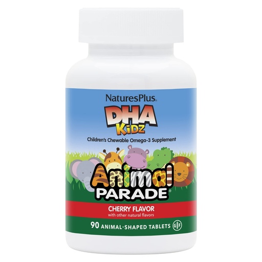 [BRSWIYQKBYBBO3Q7] NaturesPlus Animal Parade DHA Children's Chewables - Natural Cherry Flavor - 90 Chewable Animal-Shaped Tablets - Omega 3 Fatty Acid Supplement - Gluten Free - 30 Servings