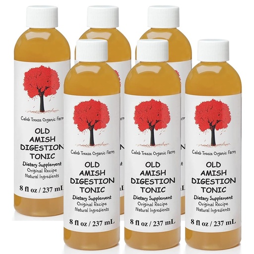 [BRSW2GL7BZ4B4CD5] Caleb Treeze Digestion Tonic (Formerly: Stops Acid Reflux) Pack of 6, (8 oz each) – Old Amish Formula | Fast-Acting Natural Digestive Support for Occasional Heartburn, Indigestion and Bloating Relief