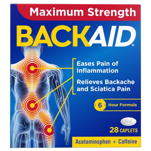 [BRSWIF35BYABSYA3] Backaid Max, Aspirin-Free Pain Relief from Backache, Leg Pain, and Sciatica, 28 ct