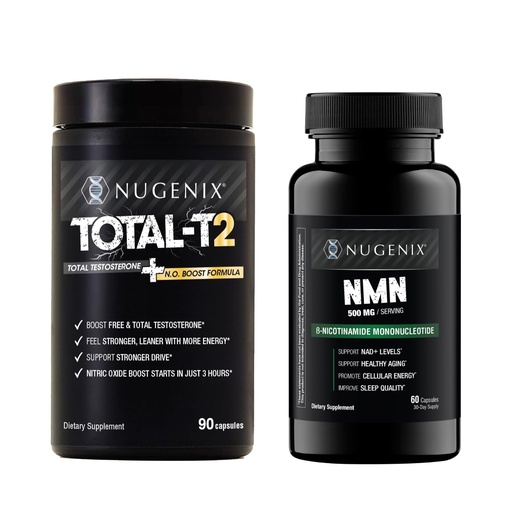 [BRSRYZQHDMJRSELG] Nugenix T2 and NMN - Total Testosterone Booster, Nitric Oxide Booster, NMN Supplement, Boost NAD+ Levels, Cellular Function, Boost Nitric Oxide, Performance and Vitality - Bundle