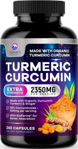 [BRSREZQ2CEOQICTB] Turmeric Curcumin Supplement - 1750mg Organic Turmeric Per Serving - 95% Curcuminoids, Ginger & BioPerine Black Pepper for Best Absorption - Natural Vegan Joint Support, Bottled in USA - 240 Capsules