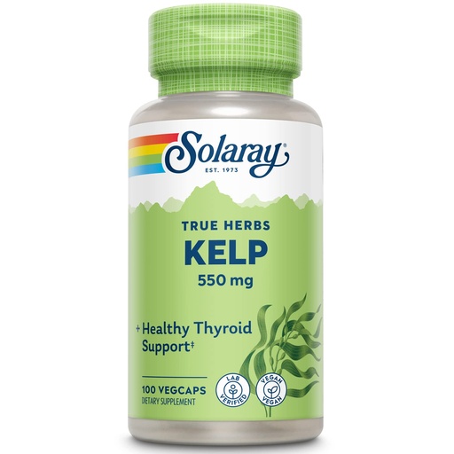 [BRSWIYD4CMIRCCQV] SOLARAY Kelp 550 mg with Folic Acid for Healthy Thyroid Function, Energy & Metabolism Support | Non-GMO | 100 VegCaps
