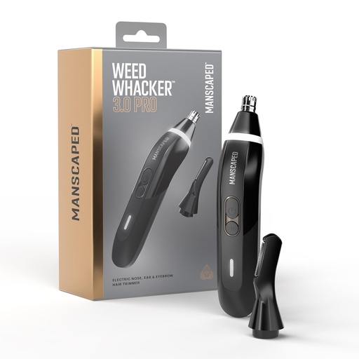 [BRSREHQLOYIWECT4] MANSCAPED® Weed Whacker® 3.0 PRO - Men's Electric Nose, Ear & Eyebrow Hair Trimmer – SkinSafe® Dual-Head System, LED Spotlight, Waterproof, Rechargeable, Travel Lock, Eyebrow Comb Attachment
