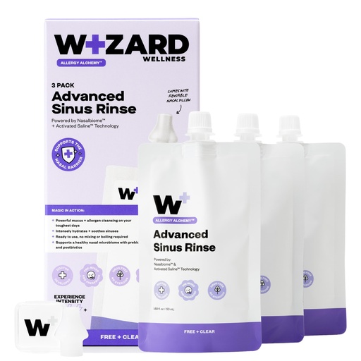 [BRSRGFA2OUFW23L2] WIZARD WELLNESS Advanced Sinus Rinse | Pre-Mixed Concentrated Nasal Irrigation for Extra Mucus & Allergen Cleansing | Activated Saline + Nasalbiome Postbiotics | Mess-Free, No-Mix, Drug-Free | 3-Pack