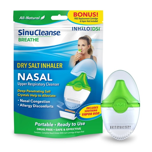 [BRSROZQ7C4GQGFLD] SinuCleanse Inhalo Nasal Dry Salt Inhaler, 100% All-Natural Deep Penetrating Salt Crystals Help You Breathe Easier
