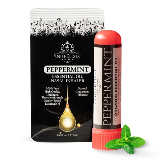 [BRSWGEIFA4FGY3A3] Peppermint Oil Aromatherapy Nasal Stick Vapor Inhaler for Migraine Relief - Nausea & Motion Sickness, USA Made with Organic Essential Oils, Tension Headache