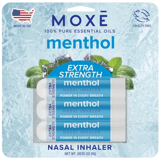 [BRSREAAYOZ5BUEIV] MOXĒ Extra Strength Menthol Nasal Inhaler | Powerful Cooling Menthol for Sinus Relief & Clear Breathing | Made in The USA | Maximum Strength Aromatherapy for Instant Refreshment