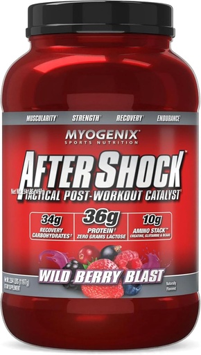 [BRSWIYIIPMJWEDY7] Myogenix Aftershock Post Workout Powder – Whey proteini z ogljikovimi hidrati za regeneracijo mišic in ponovno gorivo – Wildberry Blast, 3 lbs