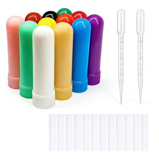 [BRSWGZA7CMGQ4AY6] 12 PCS Nasal Inhaler Tubes Kit Contains: 12 Empty Nasal Inhaler Tubes (with Wicks) 2 droppers