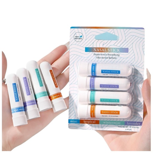 [BRSRGYA3BYOWAAIV] 4 Pack Relieving Nasal Congestion Nasal Stick Inhaler Set, Memory Booster Herbal Diffuser, Portable Anti-Aging Nasal Stick Ideal for Women Men Congestion Enjoy Inhalation Fresh Air