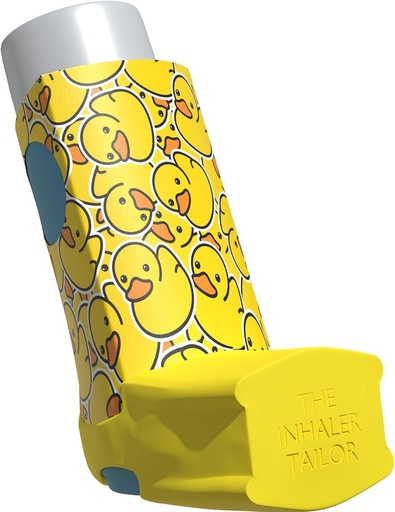 [BRSROGIBDNYAIFDV] Inhaler Holder Sleeve - for Ventolin & Shorter Style Inhaler - Leather - Adults & Kids Asthma Inhaler Case with Eyelet for Keychain/Lanyard - Handmade (Shorter, Rubber Ducks)