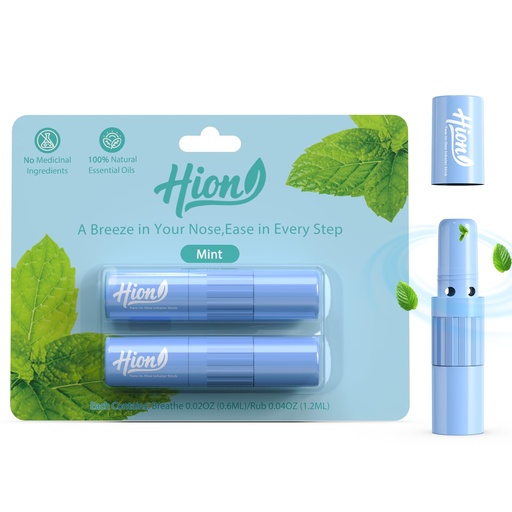 [BRSRGFQRBV6QIG3P] Hion Nausea Relief Inhaler 100% Natural Essential Oil,Dual-Use for Motion Sickness,Morning Sickness,Sea Sickness and Stress with Fast-Acting Relief,Mint,2Pcs