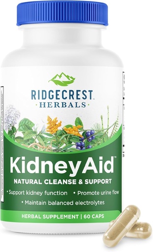 [BRSWIGQPO4HREETI] Ridgecrest Herbals KidneyAid, Kidney Health Support Supplement, Hydrangea, Horsetail, Urinary Tract Health Support, Trace Mineral (60 Caps, 30 Serv)