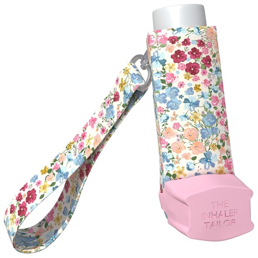 [BRSRGGQQCRYWYGQV] Inhaler Holder Sleeve & Carrying Strap (Ventolin, Vintage Wild Flowers) - for Ventolin & Shorter Style, Adults & Kids Inhaler Case with Keychain and Wrist Strap – Handmade, Leather