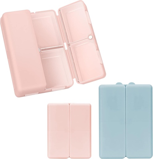 [BRSRMBABPIIAMGYY] FYY 2 Pcs Daily Pill Organizer, 7 Compartments Portable Pill Case Travel Pill Organizer,[Folding Design] Pill Box for Purse Pocket to Hold Vitamins,Cod Liver Oil,Supplements and Medication-Pink+Navy