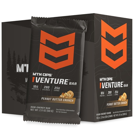 [BRSRAGD2CV7RAFDL] MTN OPS Protein Bars – Energy Snack with 10g Protein, Gluten-Free, Peanut Butter Venture Bar for Hiking & On-the-Go Fuel, 10 Bars