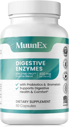 [BRSRAY33CMCAG3YY] Digestive Enzymes with Probiotics - New Formula for Meal Time Discomfort Relief & Bloating-Daily Enzymes - Bromelain, Papaya Enzyme, Probiotic, Lactase Enzymes for Digestion - Vegan - 60 Ct