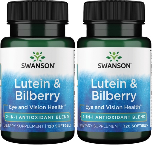 [BRSREADRCAMQAELG] Swanson Standardized Lutein & Bilberry - Natural Supplement Promoting Eye Sight & Eye Health - Formula to Help Reduce Eye Fatigue & Strain - (120 Softgels) (Pack of 2)