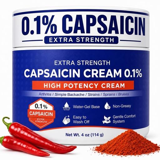 [BRSRYZQBCUHWAFI3] Capsaicin Cream Extra Strength - Neuropathy Relief Cream with 0.1% Capsaicin for Arthritis, Muscle, Joint and Lower Back - 4oz