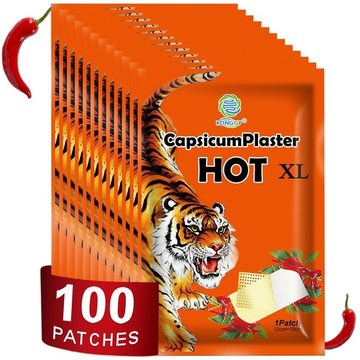 [BRSRAYACBYFWYGT5] KONGDY 100PCS Capsaicin Patches, Extra Strength Tiger Hot Patch, Heat Capsicum Patch