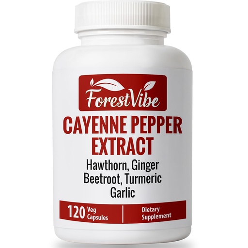 [BRSREAD4O4PGYHT7] Cayenne Pepper Capsules, 7-in-1 Blend with Hawthorn, Ginger, Beetroot, Garlic & Turmeric, 120 Vegan Capsules, 2 Month Supply, Non-GMO and Gluten Free Capsaicin Pills