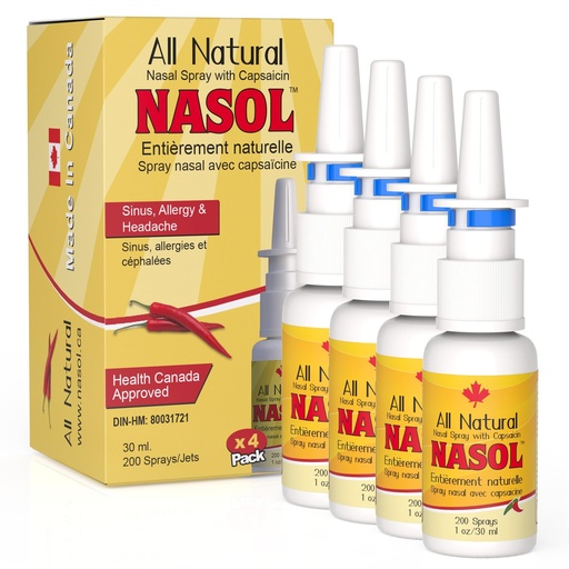 [BRSWGBLROUFAKH37] Nasal Capsaicin Nasal Spray 1oz/30 ml [4 Pack] - Natural Sinus Relief Sinus Spray. Relief from Sinus Pressure, Headaches, Nasal and Sinus Congestion; Relief Begins Almost Instantly!