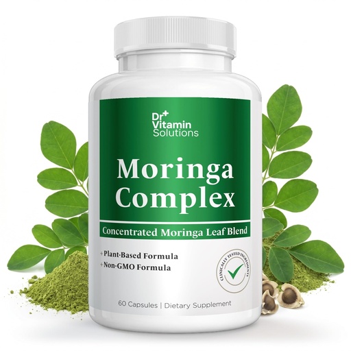 [BRSRGC33DN6WEFDO] Moringa Complex Capsules – Moringa Oleifera Leaf Powder + 10:1 & 20:1 Extracts – Plant-Based Supplement for Daily Nutritional & Antioxidant Support – Non-GMO, Vegan – 60 Vegetable Capsules