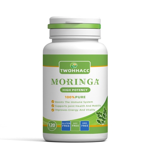 [BRSRABQDC4IQMAI4] Pure Moringa Powder Capsules Organic Moringa Leaf Green Superfood Supports Energy Immunity Skin Gut and Joint Health Gluten Free Supplement 120ct