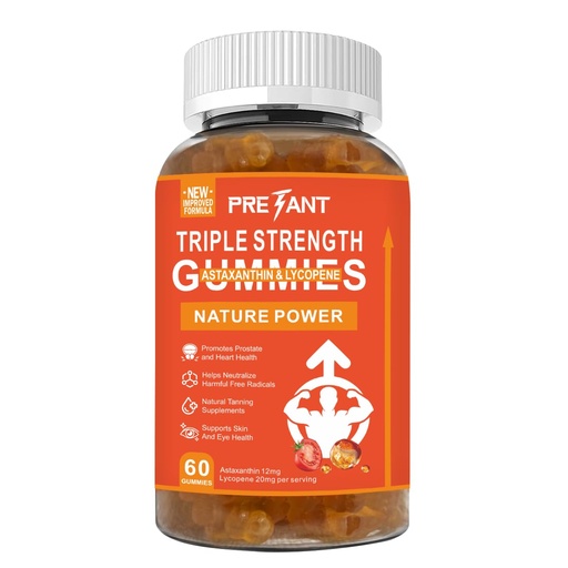 [BRSREZIRDIMGGE3F] PRETANT- Prostate Health Supplements for Men, Astaxanthin + Lycopene Gummies – Antioxidant Supplement for Prostate & Heart Health, Natural Tanning Supplement, Skin & Eye Support – 30 Servings