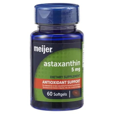 [BRSRAYAZBZ7WCD3L] Meijer Astaxanthin 5 mg, Antioxidant Supports Heart, Eyes, Joints, Skin, 60 Veg Softgels 2 Month Supply