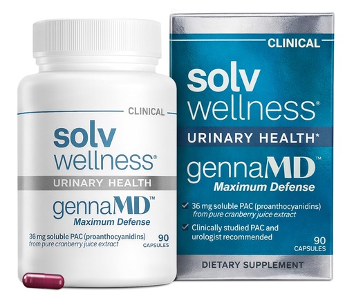 [BRSRACYCBUFAMFIY] Solv Wellness GennaMD Cranberry Supplement for Urinary Tract Health Support - Advanced 36 mg Soluble PAC from 100% Cranberry Juice Extract - Small, Easy-to-Swallow Capsules - 90 Capsules