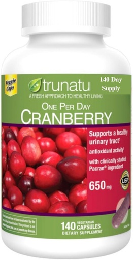 [BRSRYYYPAQCBOA34] Cranberry Supplement 650 mg, Vegetarian Cranberry Capsules, One Per Day Formula, 140 Capsules