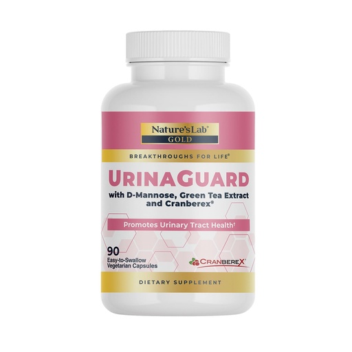 [BRSREGLRCF4AIDIV] Nature's Lab Gold UrinaGuard - Premium Urinary Tract Support with D-Mannose, Cranberry Extract & Green Tea - 90 Vegetarian Capsules for Women's Bladder Health