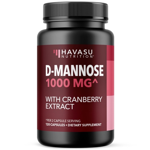 [BRSRGHA5OYDQE2Q3] D-Mannose 1000mg Per Serving with Cranberry Extract - Urinary Tract Health Support - 120 Capsules - Vegan, Non-GMO & Gluten Free - D Mannose Supplements for Women and Men - 60 Servings