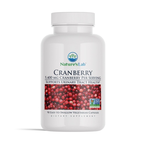 [BRSWGC3YOYIQG3TG] Nature's Lab Cranberry 5400mg – Supports Urinary Tract Health* – Non-GMO Verified, Vegan, Gluten Free – 90 Capsules (3 Month Supply)