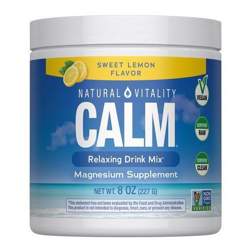 [BRSW2YL5PMCRO2T2] Natural Vitality Calm, Magnesium Supplement, Anti-Stress Drink Mix Powder, Gluten Free, Vegan, & Non-GMO, Sweet Lemon, 8 oz