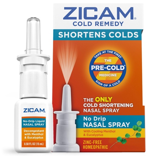[BRSWIHQDAQFAK2DY] Zicam Cold Remedy No-Drip Nasal Spray with Cooling Menthol & Eucalyptus, Homeopathic, Zinc-Free, Pre-Cold Medicine, Shortens Cold Duration, 0.5 Ounce