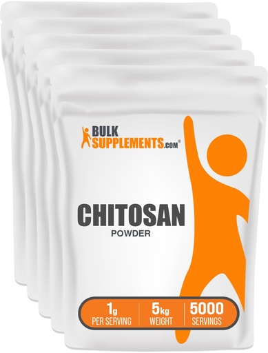 [BRSWKHDQO5YGY23C] BulkSupplements.com Chitosan Powder - Fiber Supplement, Kidney Support Supplement - Foodgrade & Gluten Free, 1g per Serving, 1kg (2.2 lbs) (Pack of 5)